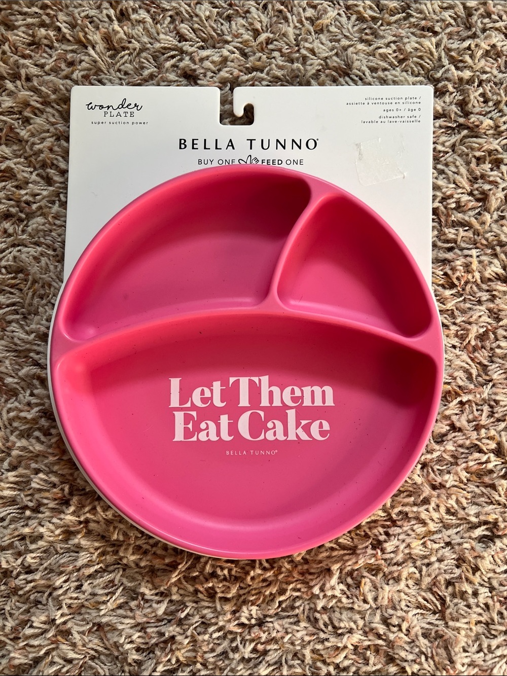 Bella Tunno Pink 'Let Them Eat Cake' Silicone Divided Plate